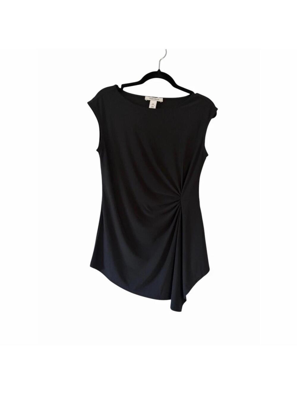 White House Black Market Blouse Womens XS Black Sleeveless Asymmetrical